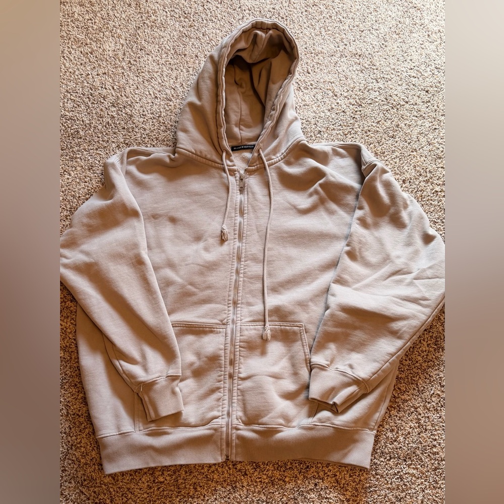 Brandy Melville Cream Zip-Up Hoodie